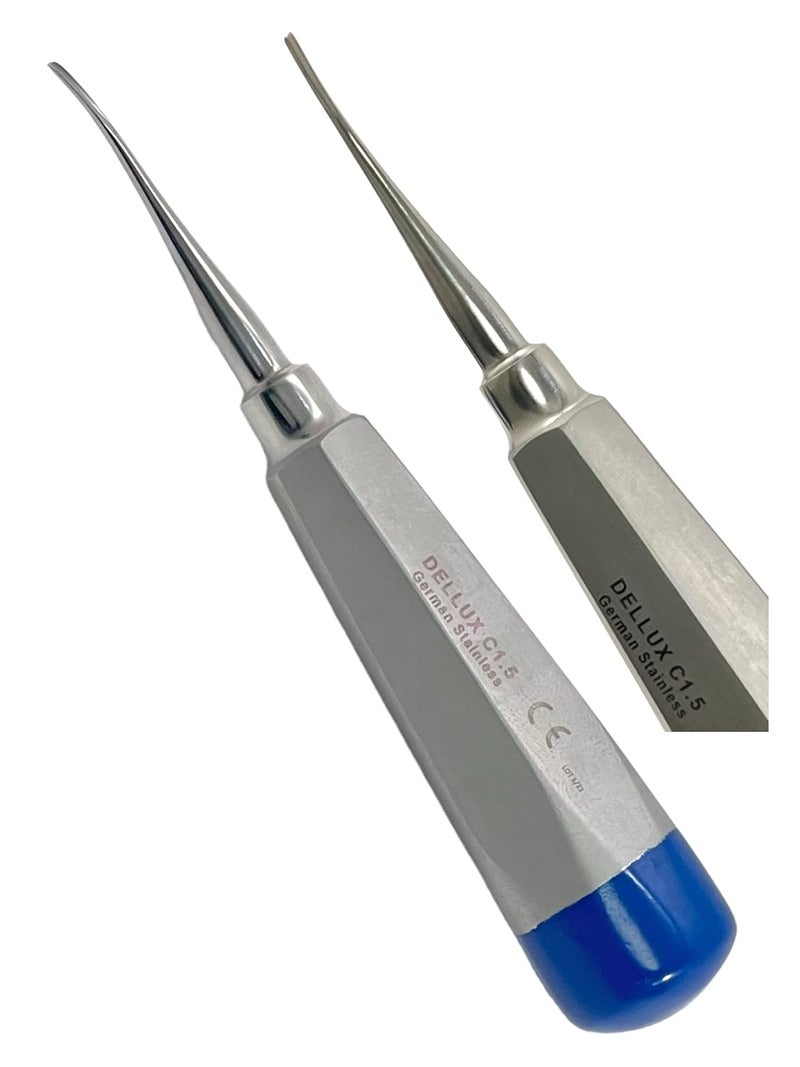 artlab -Dental Luxating Elevator Dental Root Elevators Straight Curved Tip-Periotome Luxating Elevator Apical Root Dental Elavators Extracting Extraction (Elevator cvd 1.5mm Blue) - Image 2